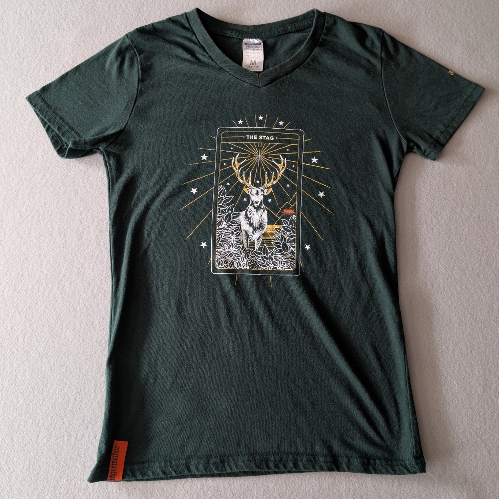 Official Jagermeister Green Tarot Stag V Neck Shirt Women's M Collectible Rare image 3